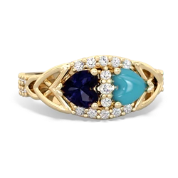 Sapphire Sparkling Celtic Knot 14K Yellow Gold ring R2645