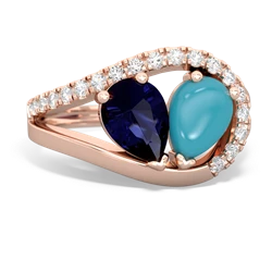 Sapphire Nestled Heart Keepsake 14K Rose Gold ring R5650