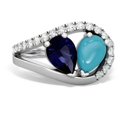 Sapphire Nestled Heart Keepsake 14K White Gold ring R5650