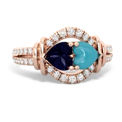 Sapphire Art-Deco Keepsake 14K Rose Gold ring R5630