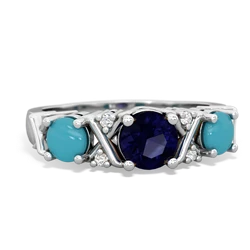 Sapphire Hugs And Kisses 14K White Gold ring R5016