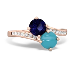 Sapphire Channel Set Two Stone 14K Rose Gold ring R5303