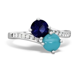 Sapphire Channel Set Two Stone 14K White Gold ring R5303