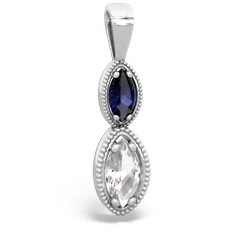 Sapphire Antique-Style Halo 14K White Gold pendant P5700