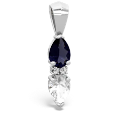 Sapphire Bowtie Drop 14K White Gold pendant P0865