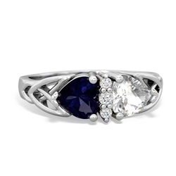 Sapphire Celtic Knot Double Heart 14K White Gold ring R5040