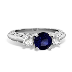 Sapphire Art Deco Eternal Embrace Engagement 14K White Gold ring C2003