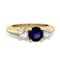 Sapphire Art Deco Eternal Embrace Engagement 14K Yellow Gold ring C2003