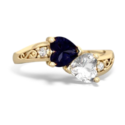 Sapphire Snuggling Hearts 14K Yellow Gold ring R2178