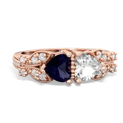 Sapphire Diamond Butterflies 14K Rose Gold ring R5601