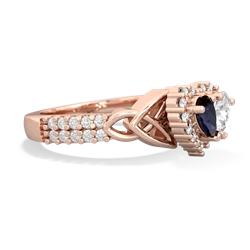 Sapphire Celtic Knot Two Hearts As One 14K Rose Gold ring R2644HRT