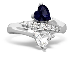 Sapphire Heart To Heart 14K White Gold ring R2064