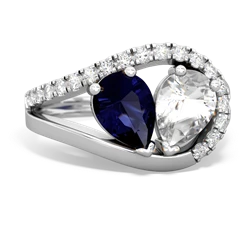 Sapphire Nestled Heart Keepsake 14K White Gold ring R5650