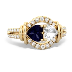 Sapphire Art-Deco Keepsake 14K Yellow Gold ring R5630