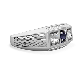 Sapphire Three Stone Tire Tread Men's 14K White Gold ring R0520