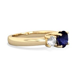 Sapphire Three Stone Round Trellis 14K Yellow Gold ring R4018