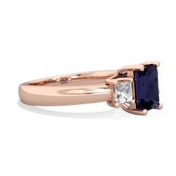 Sapphire Three Stone Emerald-Cut Trellis 14K Rose Gold ring R4021