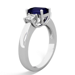 Sapphire Three Stone Emerald-Cut Trellis 14K White Gold ring R4021