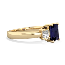 Sapphire Three Stone Emerald-Cut Trellis 14K Yellow Gold ring R4021