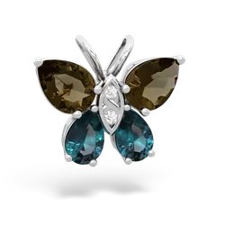 Smoky Quartz Butterfly 14K White Gold pendant P2215