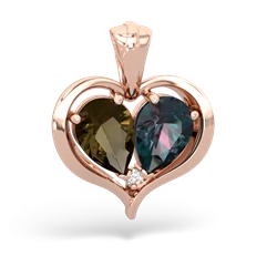 Smoky Quartz Two Become One 14K Rose Gold pendant P5330