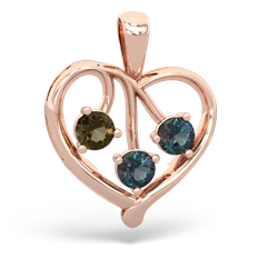 Smoky Quartz Glowing Heart 14K Rose Gold pendant P2233