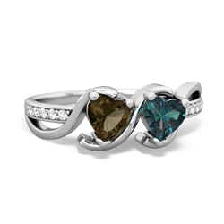 Smoky Quartz Side By Side 14K White Gold ring R3090