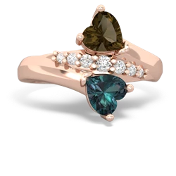 Smoky Quartz Heart To Heart 14K Rose Gold ring R2064