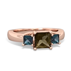 Smoky Quartz Three Stone Trellis 14K Rose Gold ring R4015