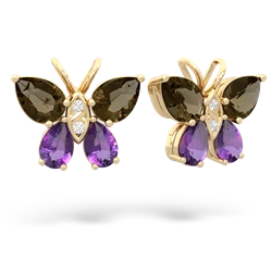 Smoky Quartz Butterfly 14K Yellow Gold earrings E2215