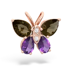 Smoky Quartz Butterfly 14K Rose Gold pendant P2215