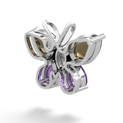 Smoky Quartz Butterfly 14K White Gold pendant P2215