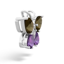 Smoky Quartz Butterfly 14K White Gold pendant P2215