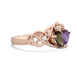 Smoky Quartz 'One Heart' Celtic Knot Claddagh 14K Rose Gold ring R5322