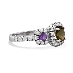 Smoky Quartz Regal Halo 14K White Gold ring R5350