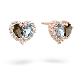 Smoky Quartz Halo 14K Rose Gold earrings E7008