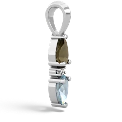 Smoky Quartz Bowtie Drop 14K White Gold pendant P0865