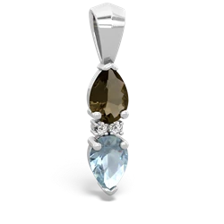 Smoky Quartz Bowtie Drop 14K White Gold pendant P0865