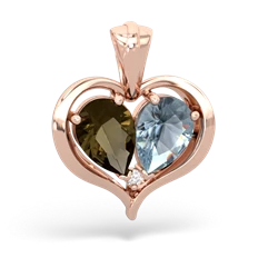 Smoky Quartz Two Become One 14K Rose Gold pendant P5330