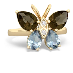 Smoky Quartz Butterfly 14K Yellow Gold ring R2215