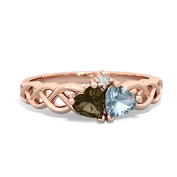 Smoky Quartz Heart To Heart Braid 14K Rose Gold ring R5870