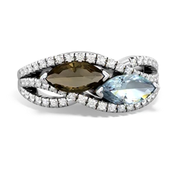 Smoky Quartz Diamond Rivers 14K White Gold ring R3070