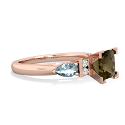 Smoky Quartz 6Mm Princess Eternal Embrace Engagement 14K Rose Gold ring C2002