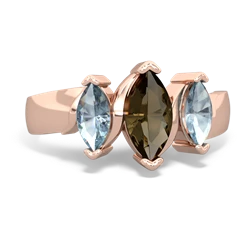 Smoky Quartz Three Peeks 14K Rose Gold ring R2433