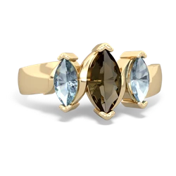 Smoky Quartz Three Peeks 14K Yellow Gold ring R2433