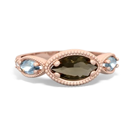 Smoky Quartz Milgrain Marquise 14K Rose Gold ring R5700