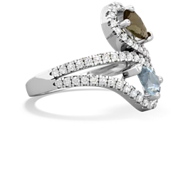 Smoky Quartz Diamond Dazzler 14K White Gold ring R3000