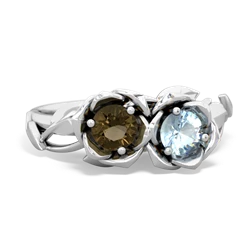 Smoky Quartz Rose Garden 14K White Gold ring R5510