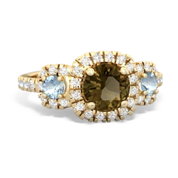 Smoky Quartz Regal Halo 14K Yellow Gold ring R5350