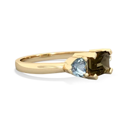 Smoky Quartz Three Stone 14K Yellow Gold ring R5235